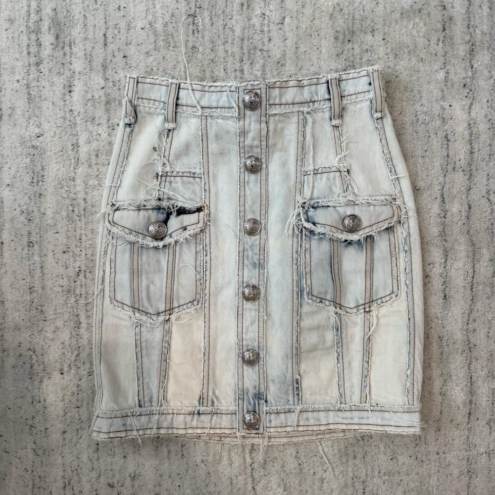 BALMAIN Denim Mini Skirt FR38